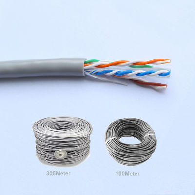 UTP Cat6 Ethernet Lan Cable 100m سلك نحاسي صلب رمادي ملتوي